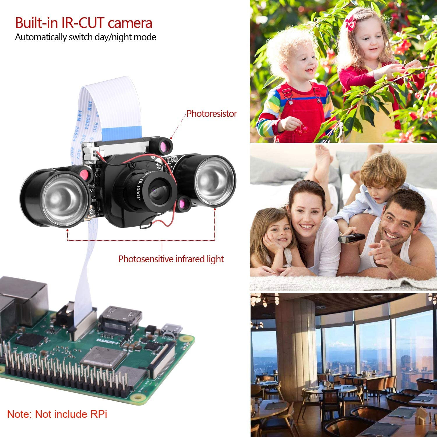 Caméra vidéo IR-Cut 1080p HD Webcam 5MP OV5647 Sensor pour Raspberry Pi RPi 4 3 B B + 2B 3A + 2 1 Camera by Longruner – Image 6