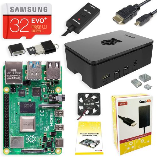Kit de démarrage CanaKit Raspberry Pi 4 - de 1GB RAM ( pi4-1gb-str32EWF-c4-blk )
