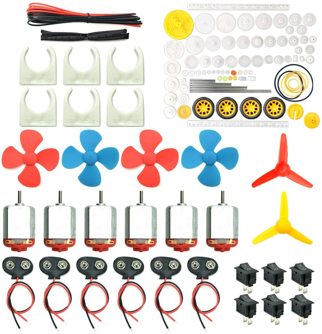 Kit de 6 moteurs à courant continu, mini moteur de loisir électrique 3V -12V 25000 tr
