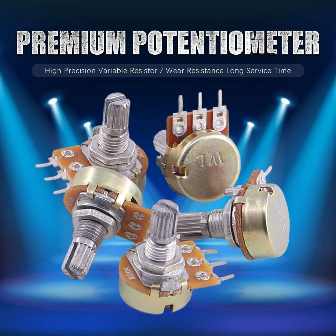 Potentiomètre à cône rotatif linéaire à arbre moleté avec 5 types différents de bouton – Image 6