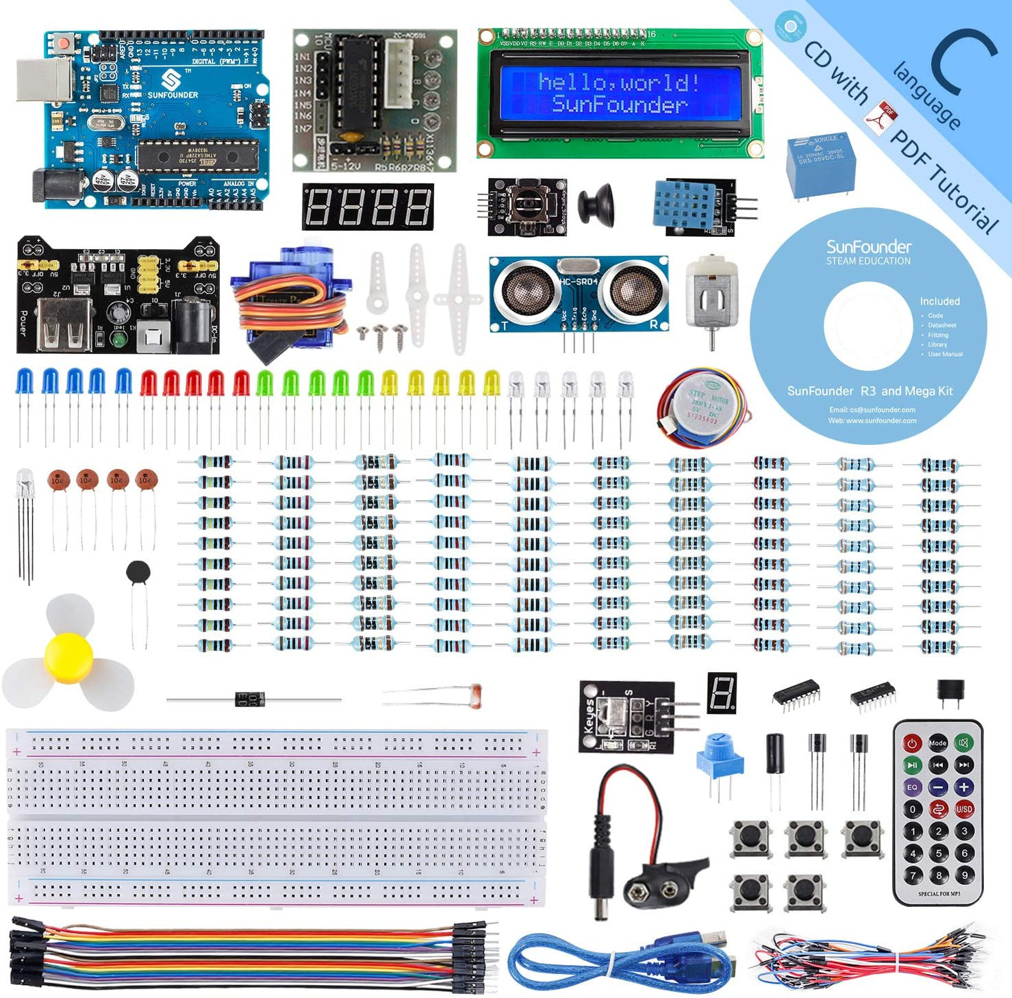SunFounder R3 Project Kit de démarrage complet compatible avec Arduino IDE, 25 tutoriels inclus