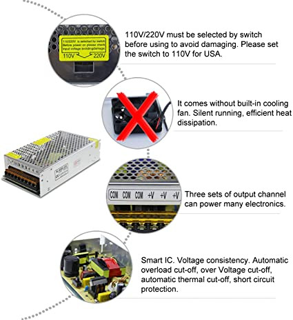 Alimentation à Découpage 10A 240W Adaptateur Transformateur de Puissance pour Les Bandes de LED, Caméra de Vidéosurveillance – Image 3