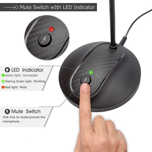 Alternative view of Microphone de bureau USB avec bouton Mute, condensateur Plug & Play, ordinateur, PC, ordinateur portable, Mac