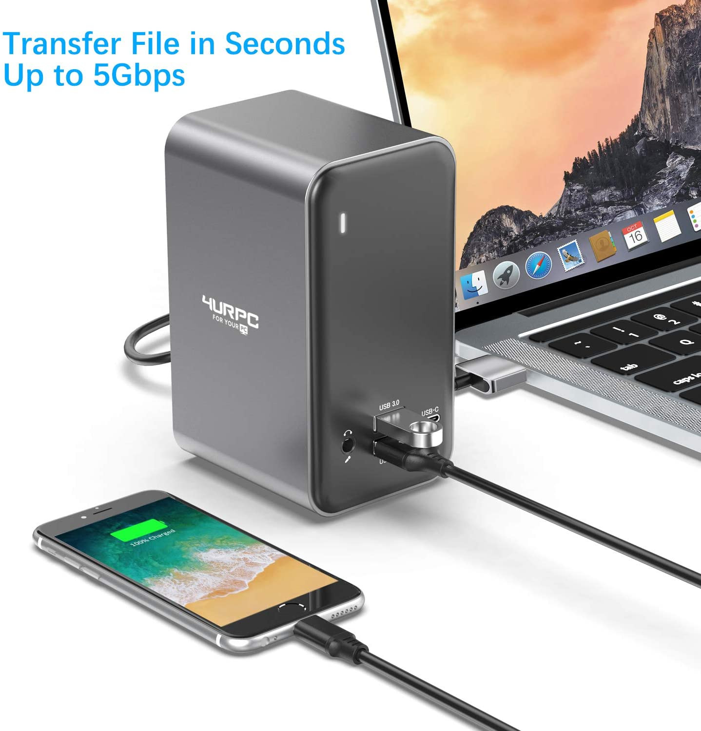 Station d'accueil USB C à double moniteur pour MacBook Pro Air, Triple affichage 4K – Image 4