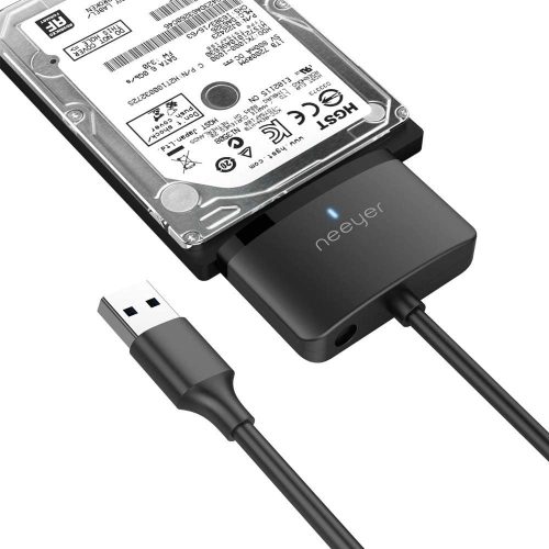 câble adaptateur de disque dur Neeyer SATA III pour disque dur / SSD 3,5 / 2,5 12 V / 2A, 20 pouces