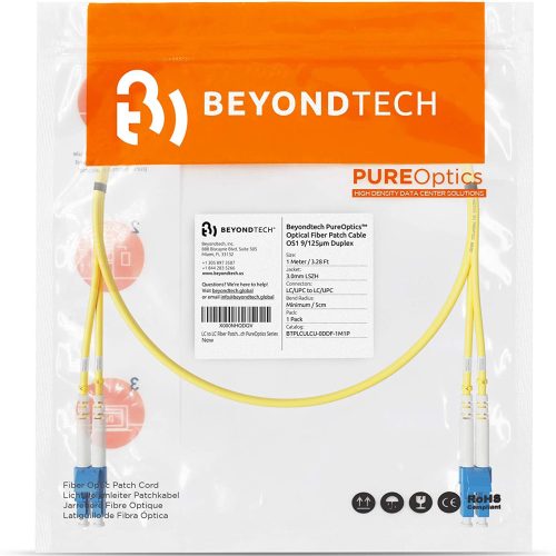 Câble de raccordement fibre optique LC à LC Duplex mono125um OS1 LSZH - Série de câbles Beyondtech PureOptics