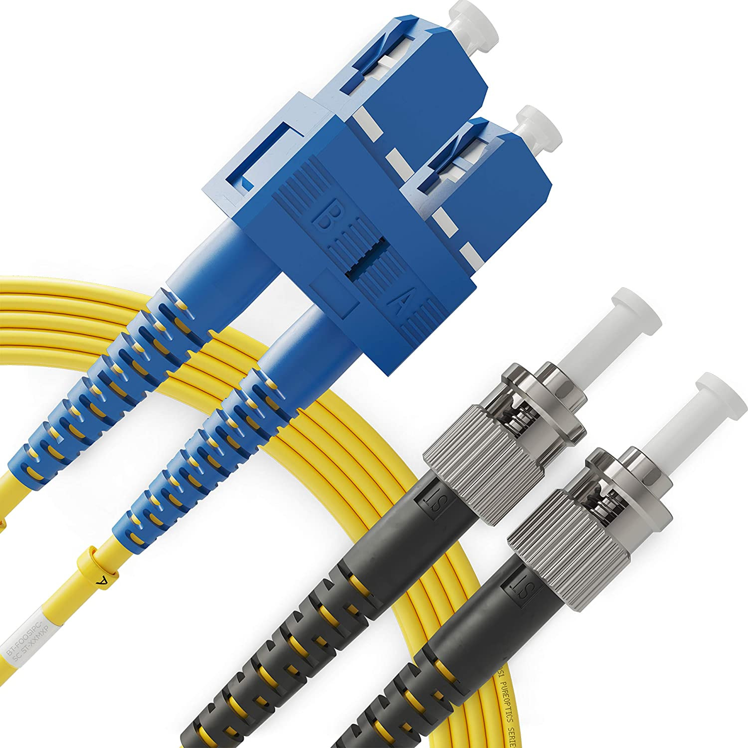 Câble de brassage fibre SC vers ST Duplex monomode 9 / 125um OS1 LSZH - Série de câbles Beyondtech PureOptics