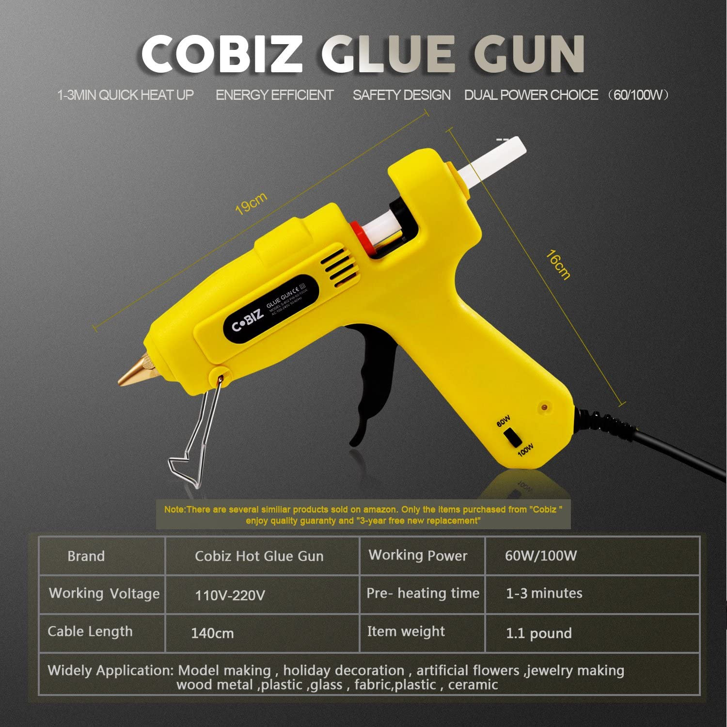 Pistolet à colle chaude High Temp-Cobiz Pleine taille (pas mini) 60 / 100W – Image 6