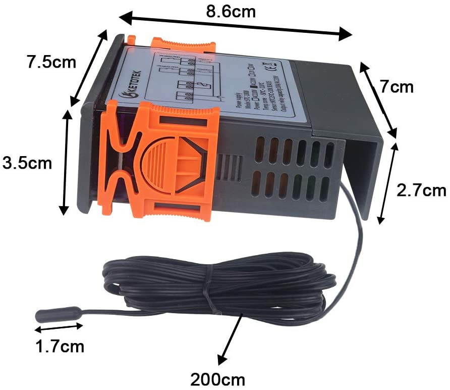 Thermostat numérique STC-1000 AC110-220V avec micro-ordinateur et câble de 1m – Image 5