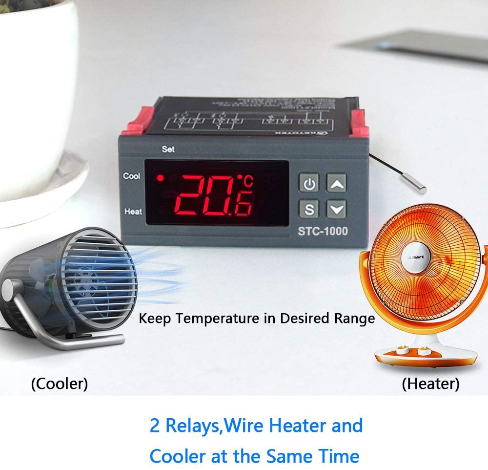 Thermostat numérique STC-1000 AC110-220V avec micro-ordinateur et câble de 1m – Image 6