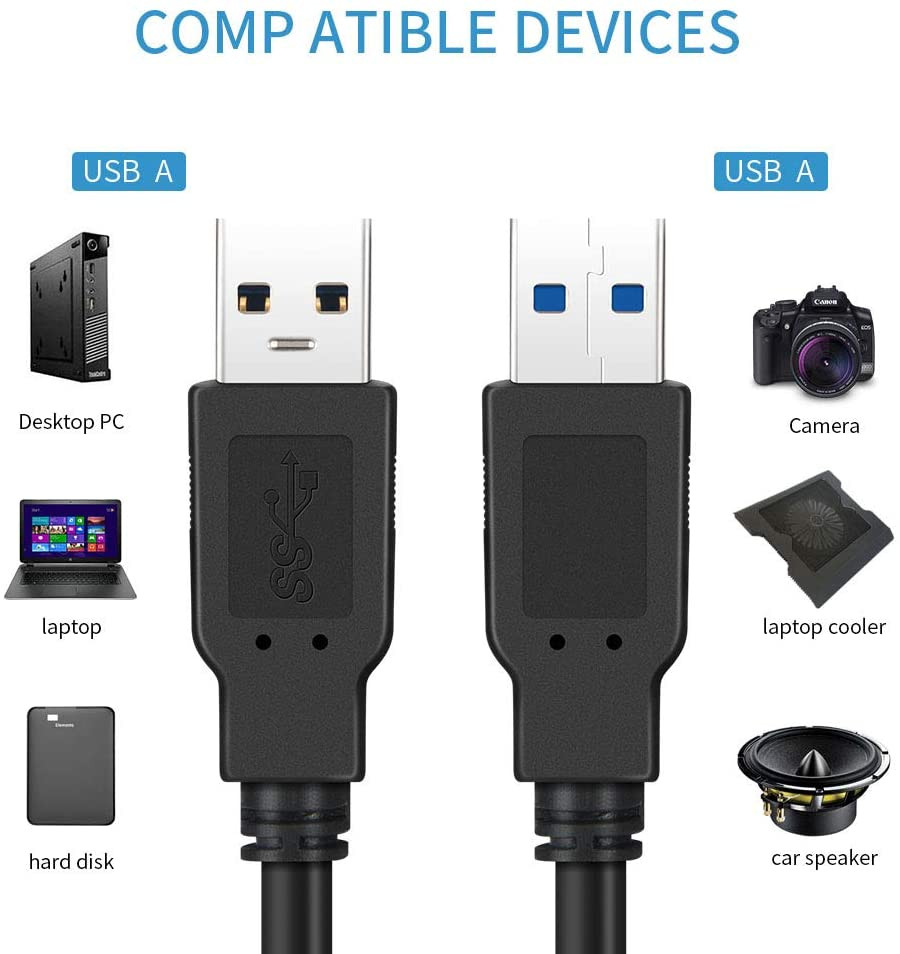 Câble USB Mâle à Mâle 10 pieds, Câble USB à USB 3.0 – Image 5