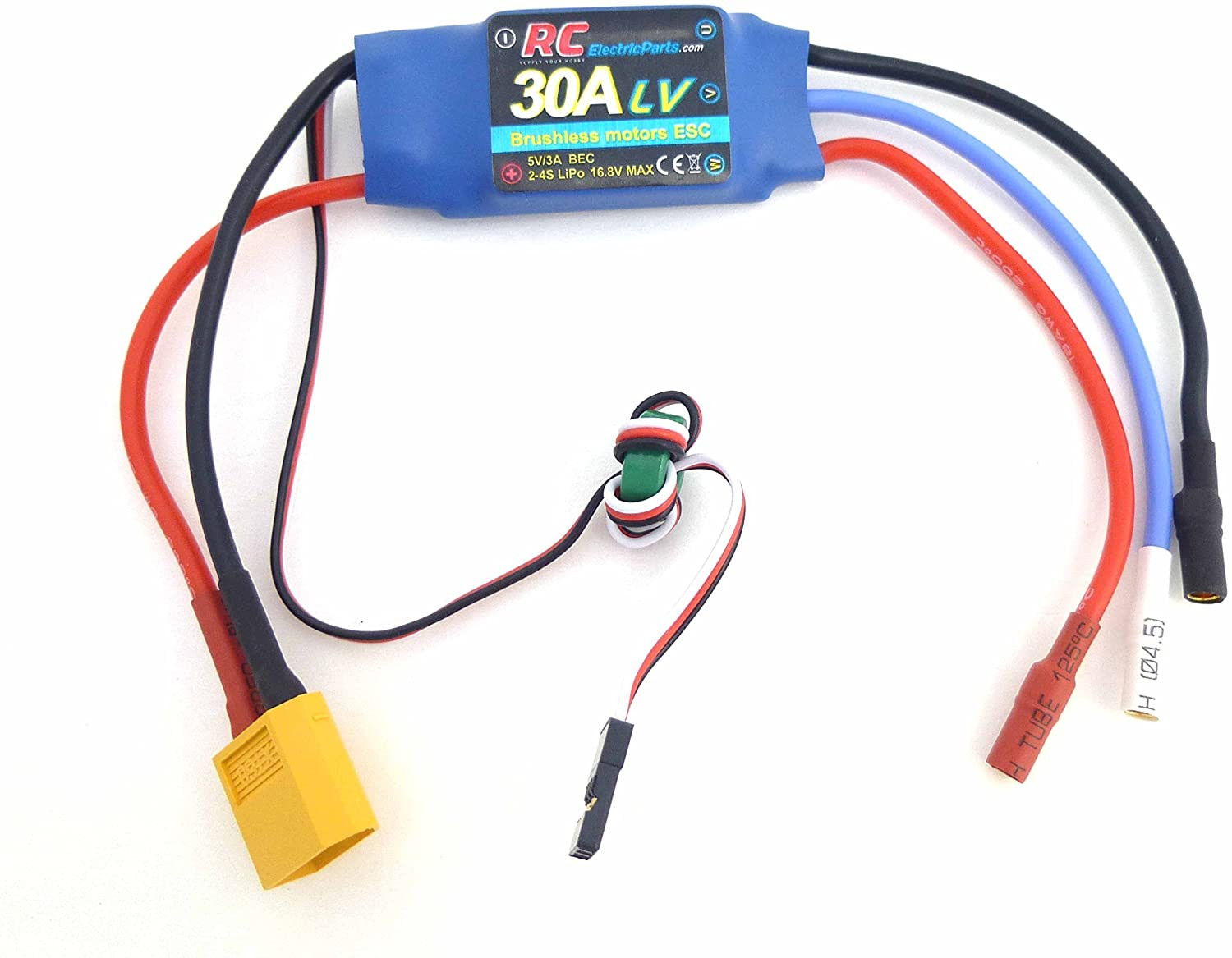 Contrôleur de vitesse électrique de moteur sans balais 30A RC ESC 3A UBEC avec prises de balle XT60 et 3,5 mm