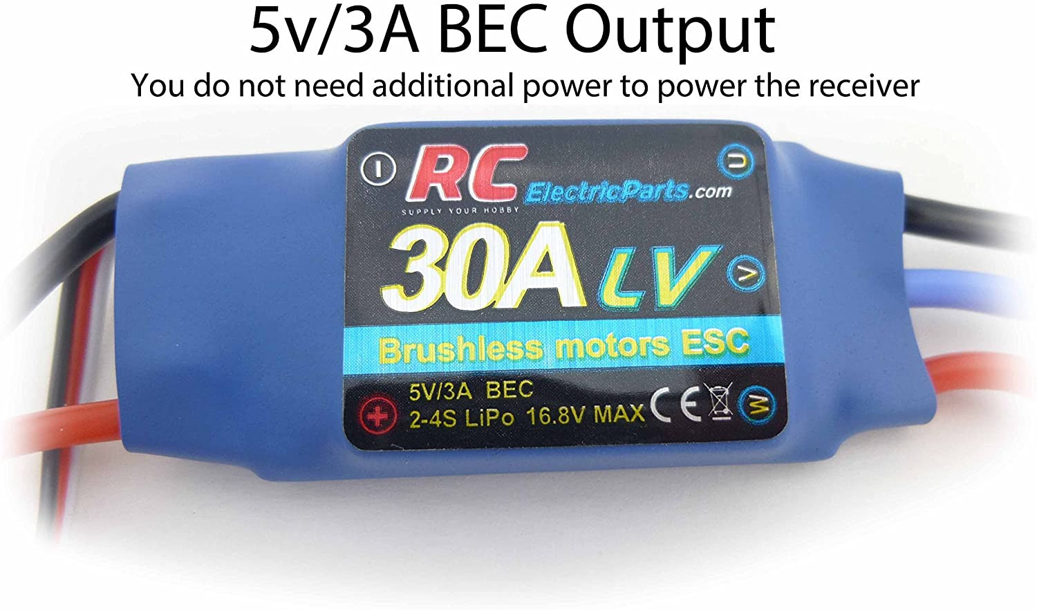 Contrôleur de vitesse électrique de moteur sans balais 30A RC ESC 3A UBEC avec prises de balle XT60 et 3,5 mm – Image 2