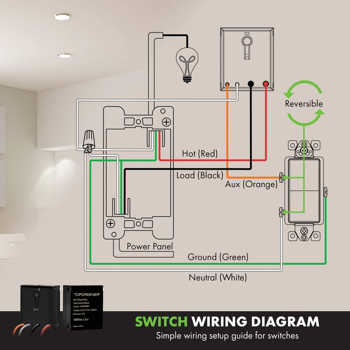 Module de relais WiFi télécommande sans fil, interrupteur intelligent caché pour ventilateurs, lumières, prises, 120-240VAC, 10A – Image 8