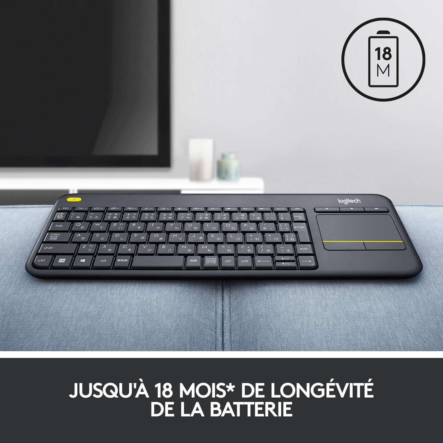 Clavier Logitech K400 Plus sans Fil avec Pavé Tactile pour PC Connecté à TV – Image 5
