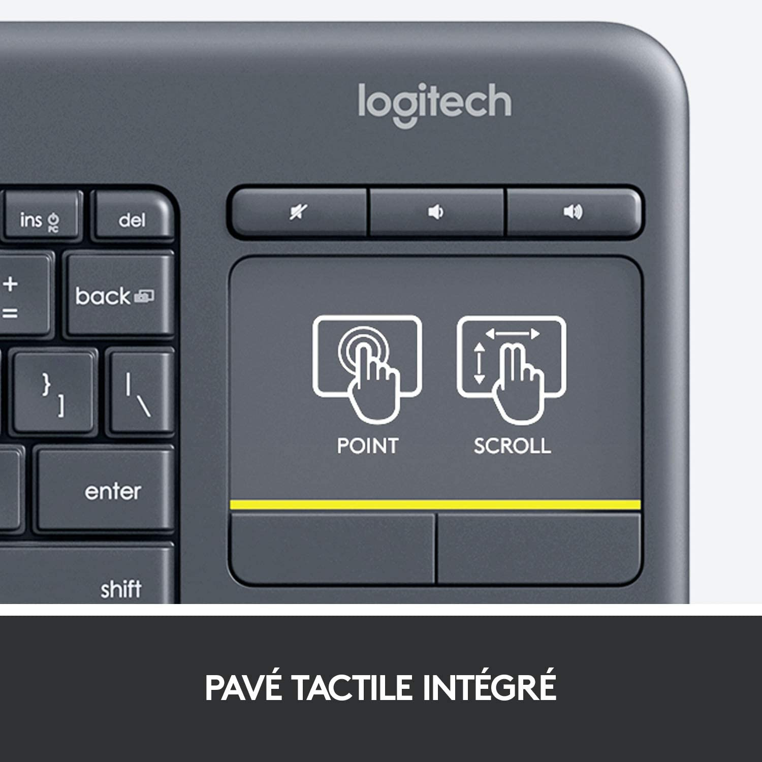 Clavier Logitech K400 Plus sans Fil avec Pavé Tactile pour PC Connecté à TV – Image 3