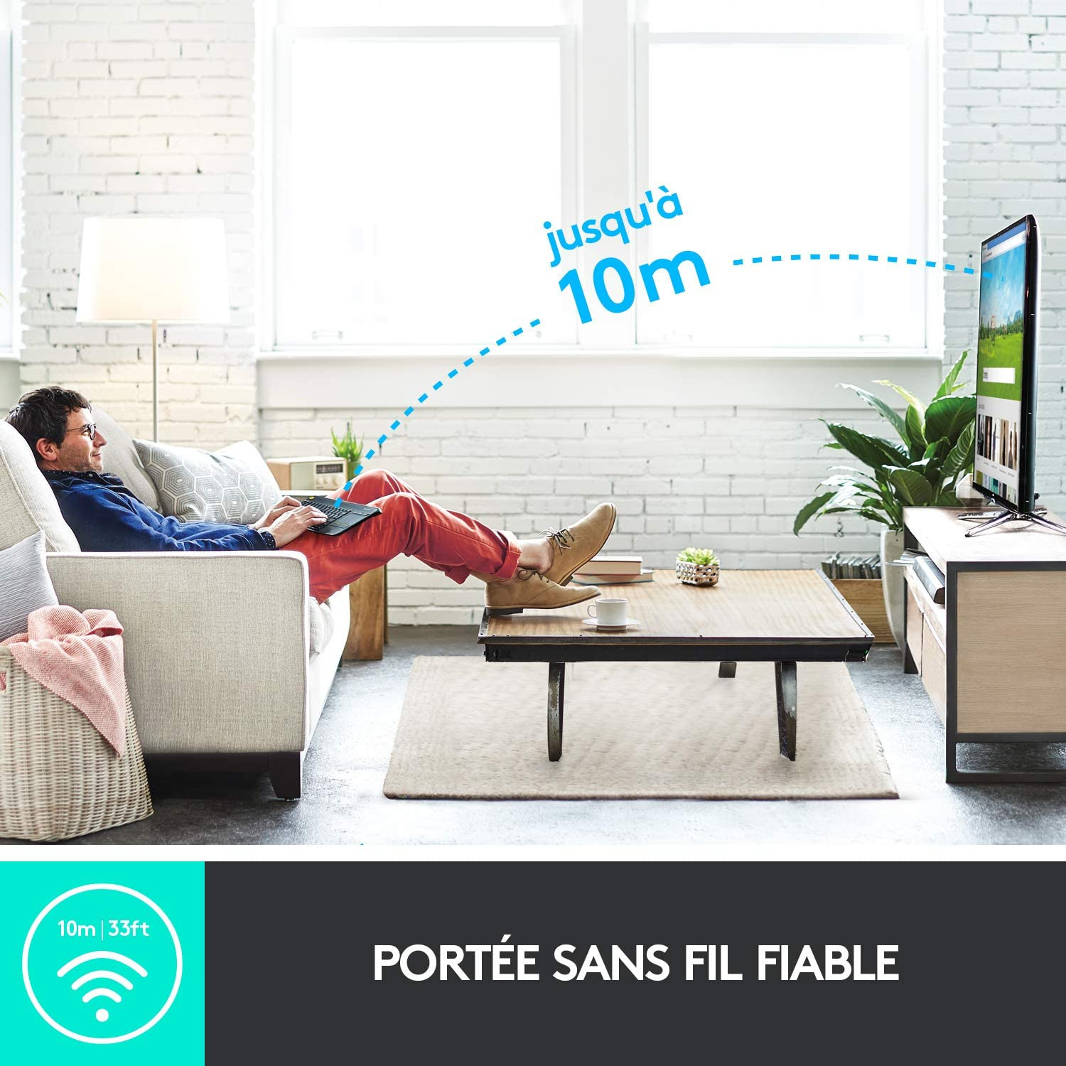 Clavier Logitech K400 Plus sans Fil avec Pavé Tactile pour PC Connecté à TV – Image 8