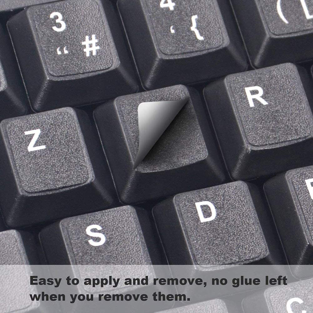 STICKER CLAVIER ORDINATEUR PORTABLE, Français AZERTY ou Arabe, Noir – Image 2