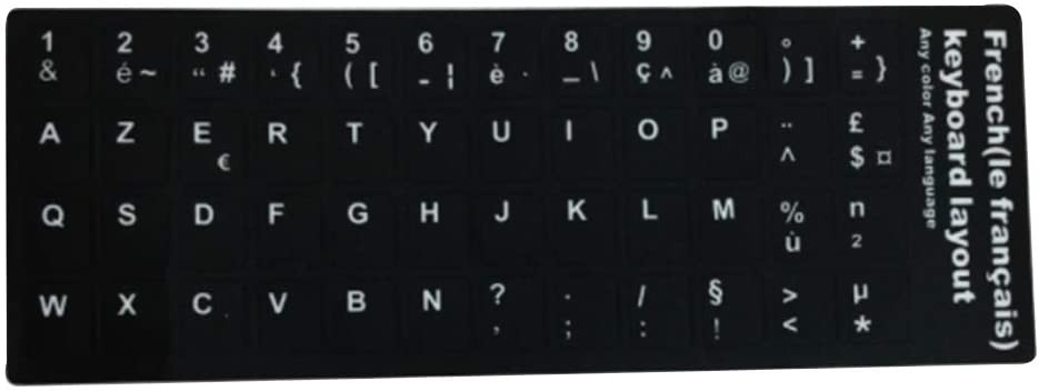 STICKER CLAVIER ORDINATEUR PORTABLE, Français AZERTY ou Arabe, Noir
