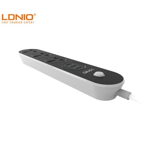 Alternative view of LDNIO SC3301 3 Prise De Courant Combo 3 Ports USB De Bureau Multiprise Avec 1.6m US/AU/EU/UK
