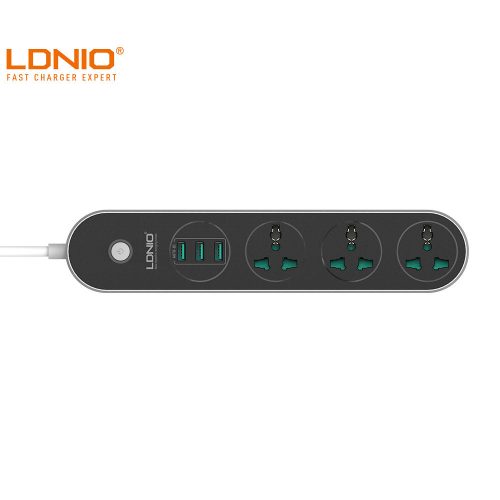 LDNIO SC3301 3 Prise De Courant Combo 3 Ports USB De Bureau Multiprise Avec 1.6m US/AU/EU/UK