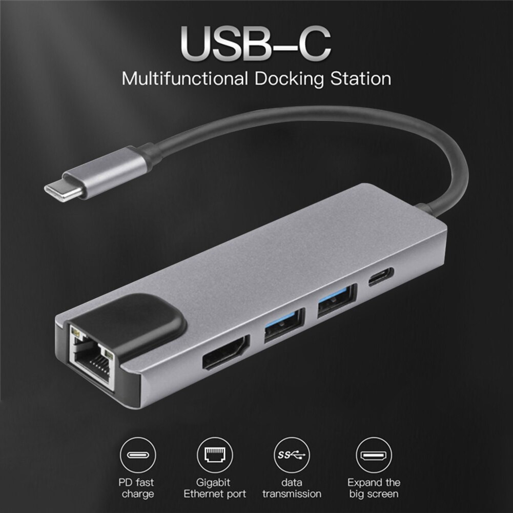 ADAPTER 5 IN 1 YX-8805 USB-C TO LAN PD+USB3.0*2+HD – Image 3