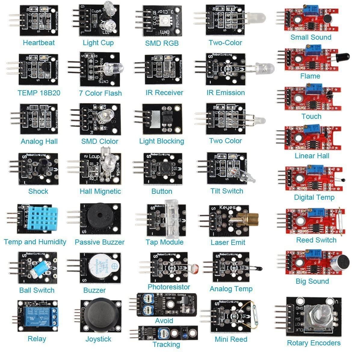 Kit d'assortiment de 37 capteurs HiLetgo Kit de projets de robot pour Arduino Raspberry pi – Image 4