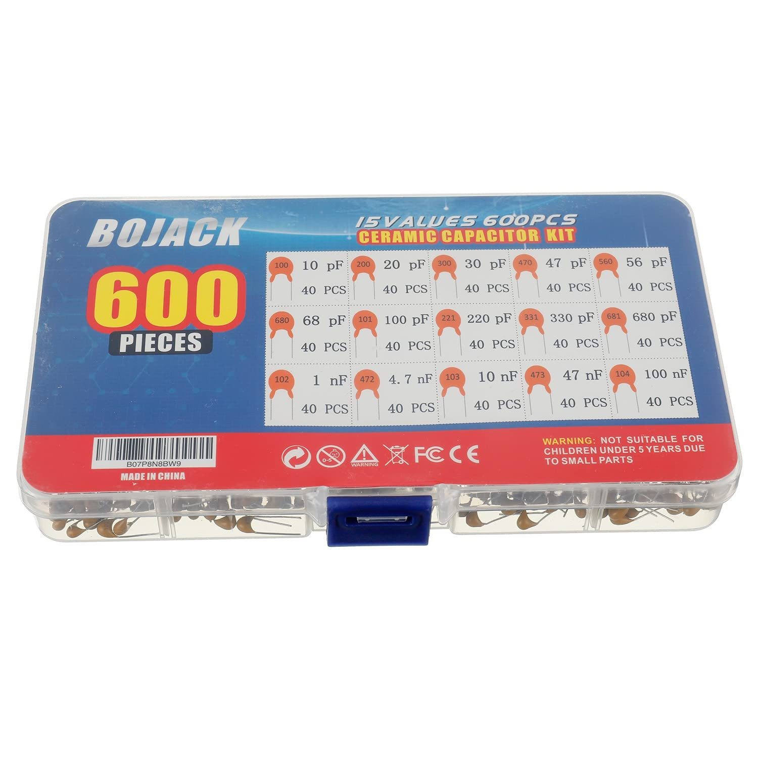 Kit 600Pcs d'assortiment de condensateurs en céramique BOJACK 15 – Image 4