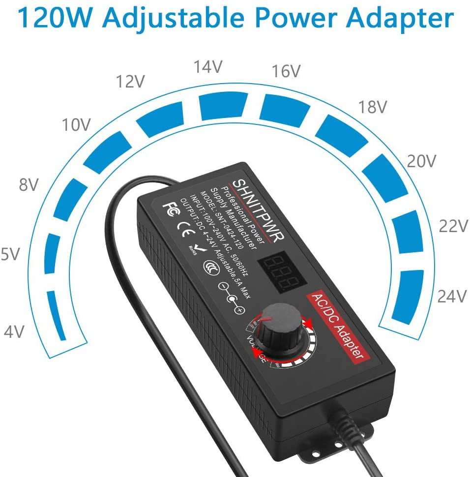 Adaptateur secteur 120W Adaptateur secteur universel 4V 5V 6V 9V 12V 15V 18V 19V 20V 24V Alimentation à découpage réglable – Image 2