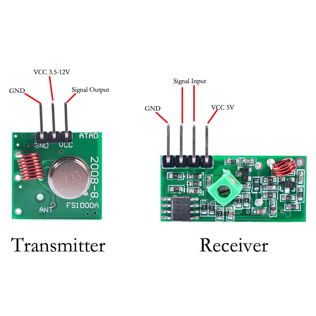 433M Kit émetteur + récepteur Module émetteur-récepteur Super régénératif haute fréquence pour alarme antivol