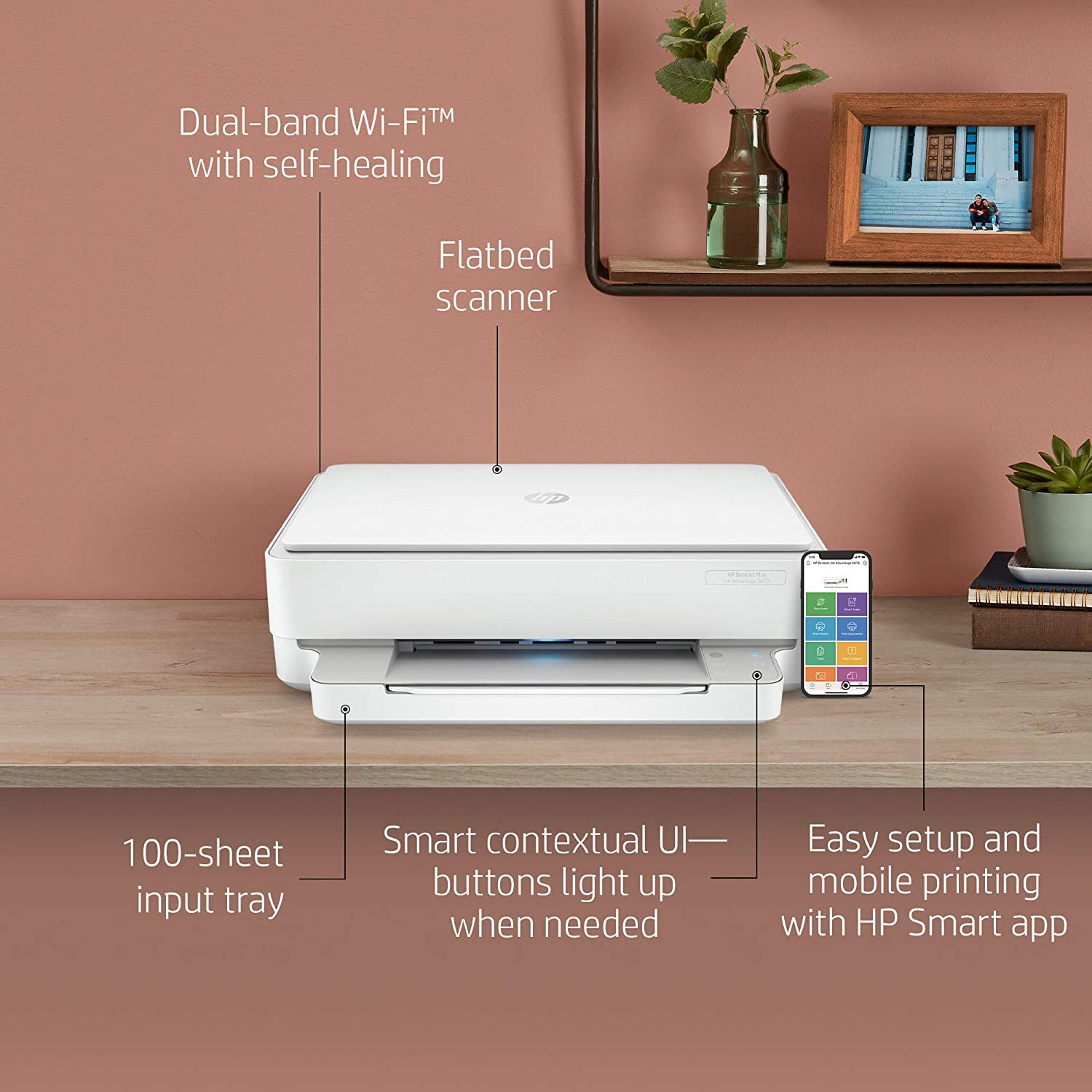 Imprimante, scanner et copieur couleur WiFi HP Deskjet Plus Ink Advantage 6075 – Image 3