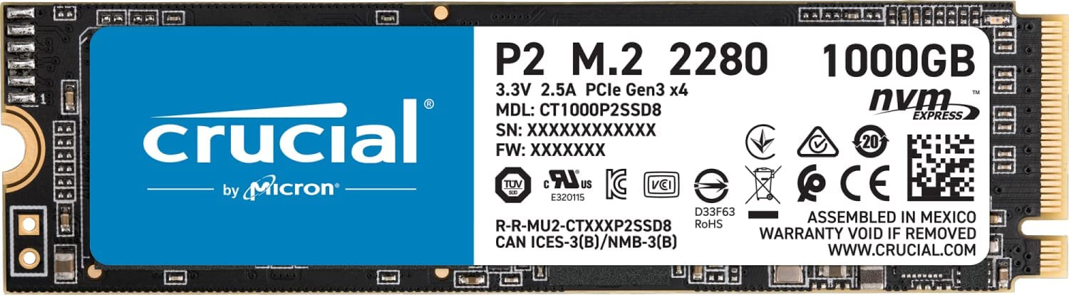CRUCIAL SSD M2 1TB/ 1000GB P2 NVME M.2 SOLID STATE DRIVE
