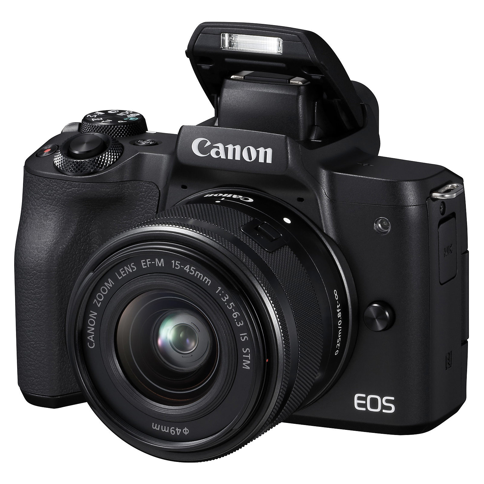 Canon EOS M50 Noir + EF-M 15-45 mm IS STM Noir + SB130 + SanDisk SD 16 Go