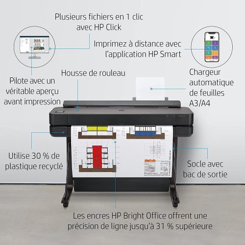Alternative view of Traceur HP DesignJet T630 36 pouces jusqu'à A0, impression mobile, Wi-Fi, Gigabit Ethernet, USB 2.0