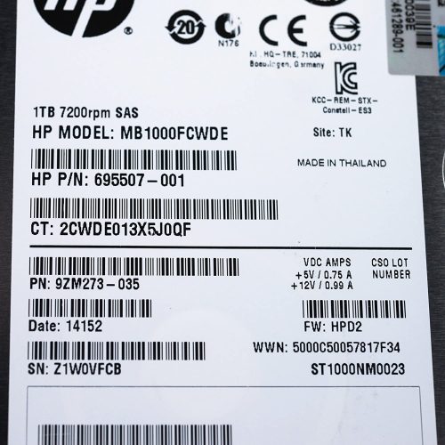 Alternative view of HP DISQUE DUR SERVEUR 1TB 7200RPM SAS 3.5 MODEL: MB1000FCWDE