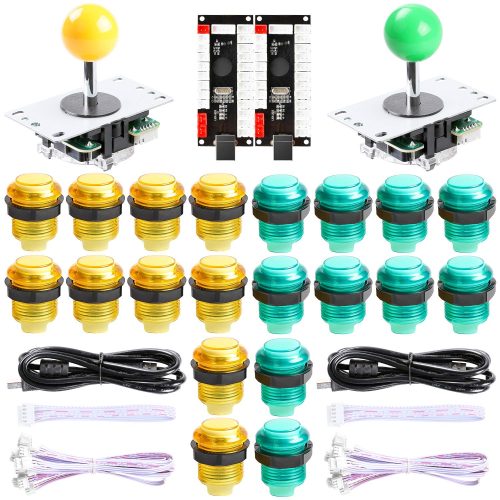 2 Player LED Arcade DIY Parts 2X Encodeur USB (Kit Jaune & Vert)