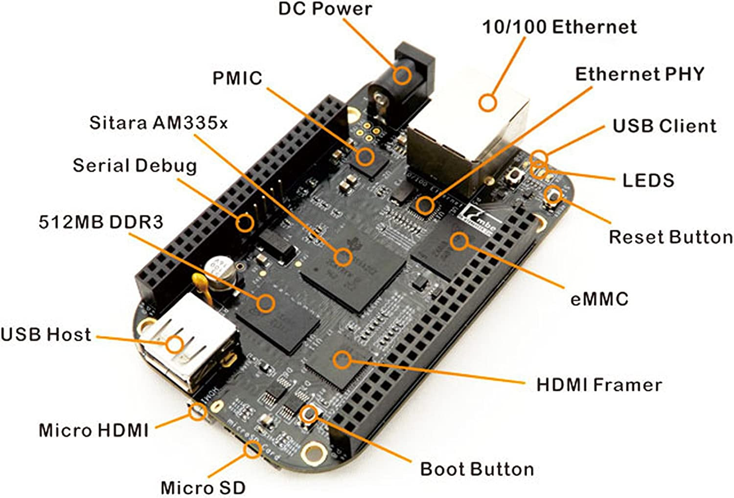 Carte de développement informatique monocarte eleduino BeagleBone Black Rev C (4G) – Image 4