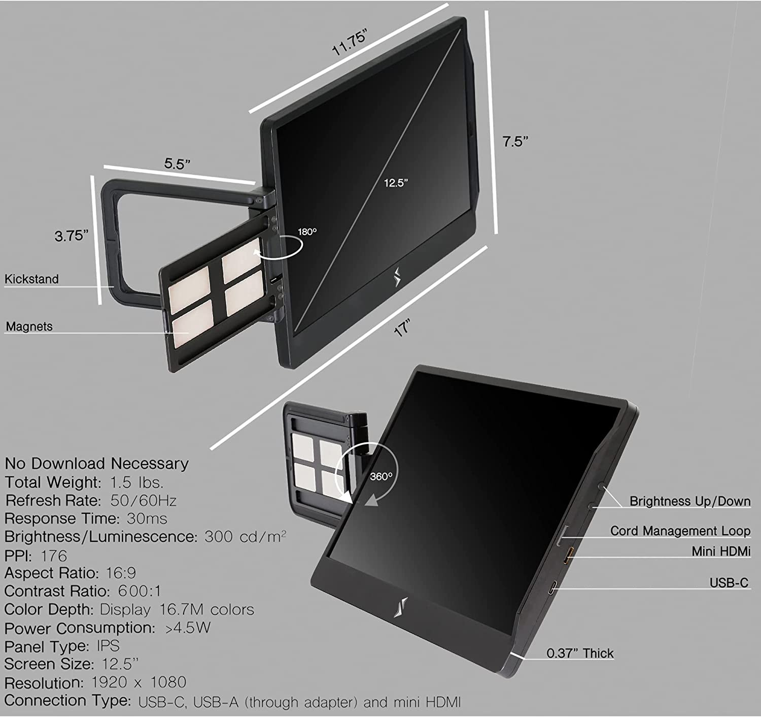 Ecran d'ordinateur portable | Compatible avec Mac, PC et Chrome | Alimenté par USB ou Mini HDM – Image 7