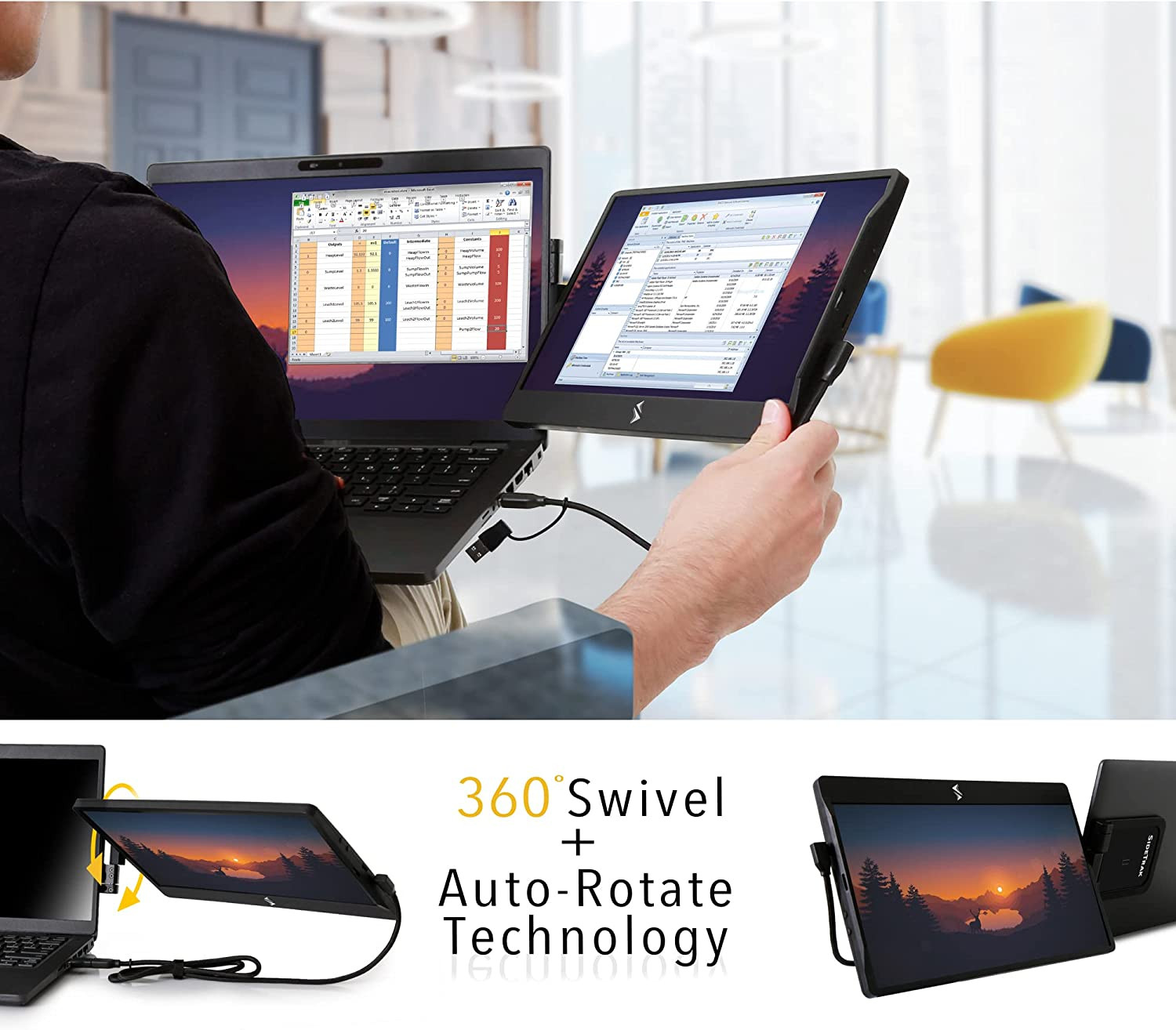 Ecran d'ordinateur portable | Compatible avec Mac, PC et Chrome | Alimenté par USB ou Mini HDM – Image 2