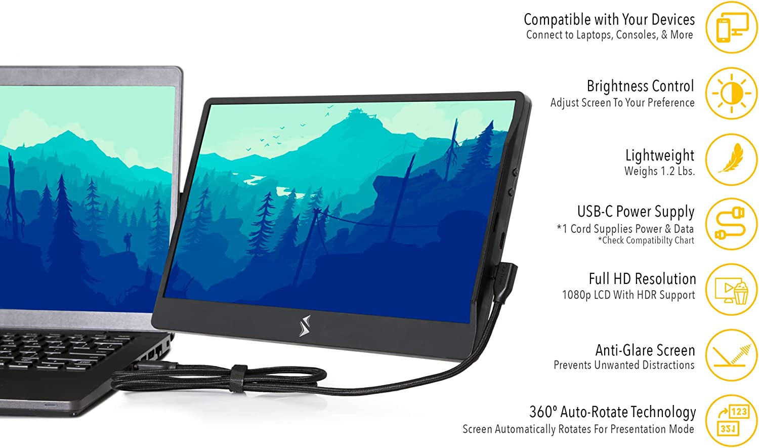 Ecran d'ordinateur portable | Compatible avec Mac, PC et Chrome | Alimenté par USB ou Mini HDM – Image 5