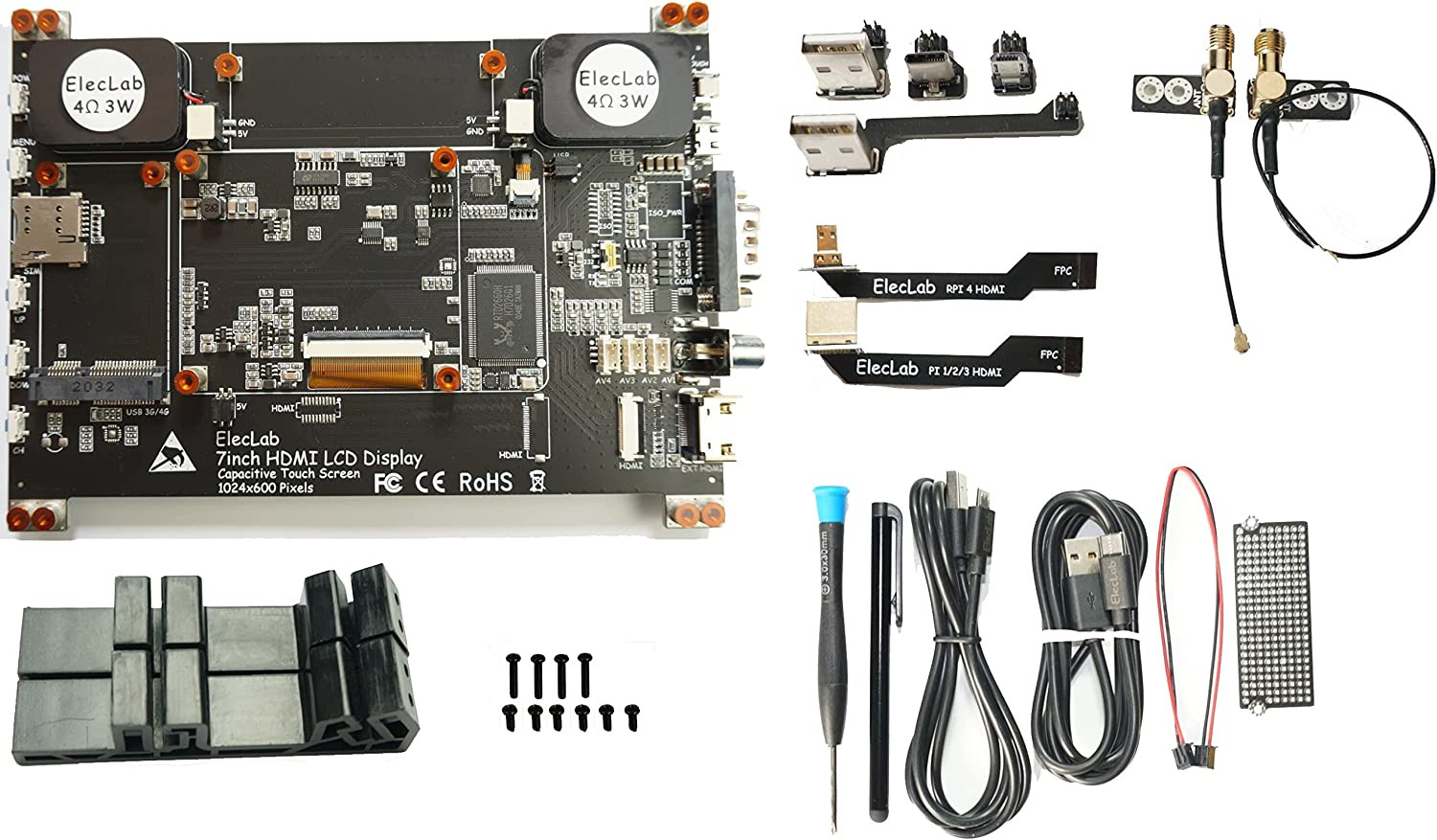 ElecLab Raspberry Pi Écran Tactile Moniteur 7 Pouces HDMI Écran LCD Capacitif 1024x600 – Image 9