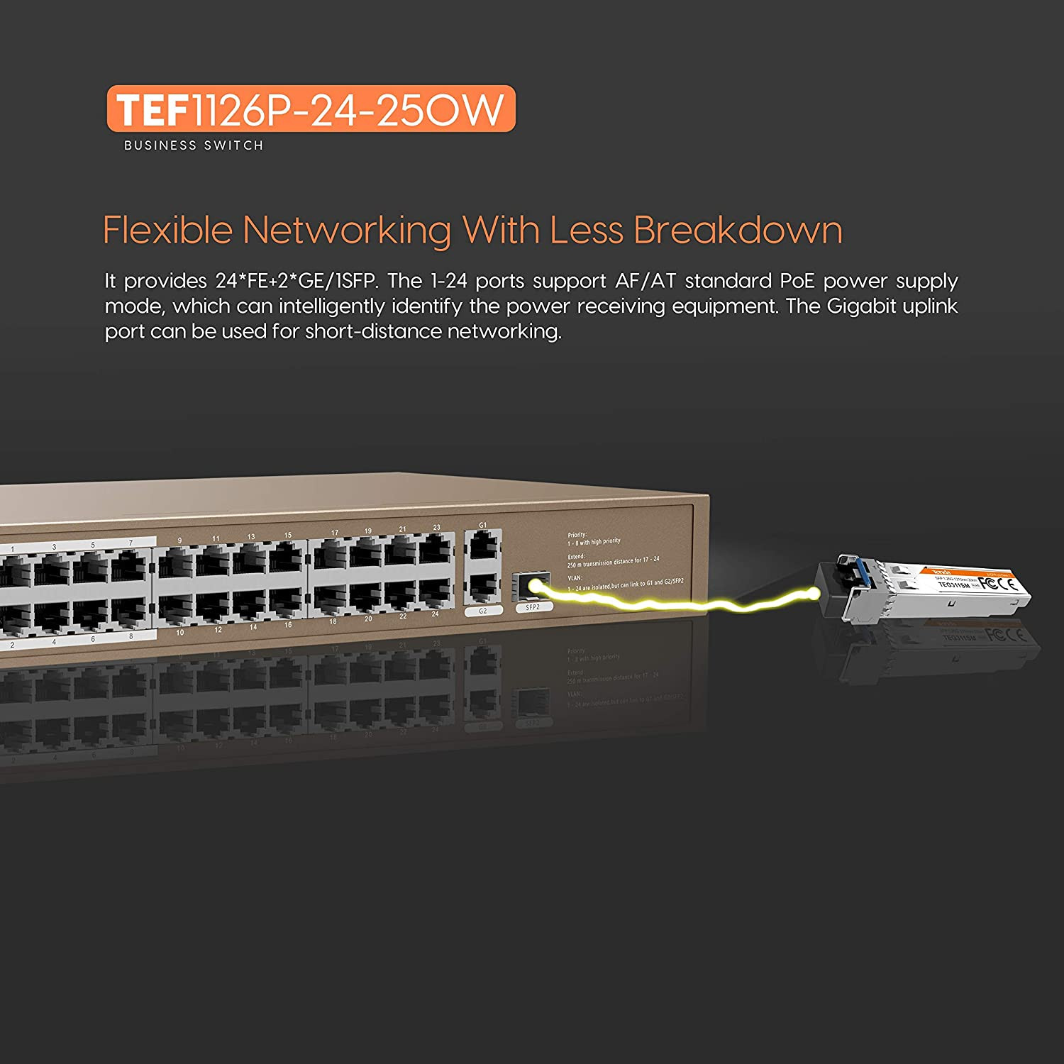 Tenda SWITCH TEF1126P-24-250W Switch 24 ports PoE+ manageable – Image 5
