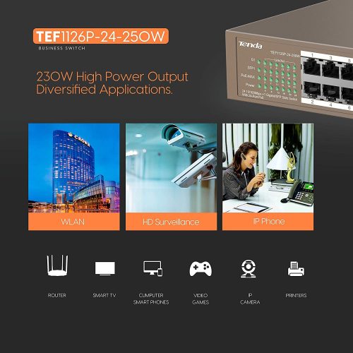 Alternative view of Tenda SWITCH TEF1126P-24-250W Switch 24 ports PoE+ manageable