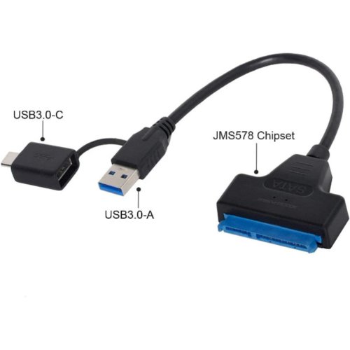 Alternative view of CABLE TYPE-C TO USB3.0 TO SATA / TYPE-C TO USB TO SATA / RS-TCUSBSATA