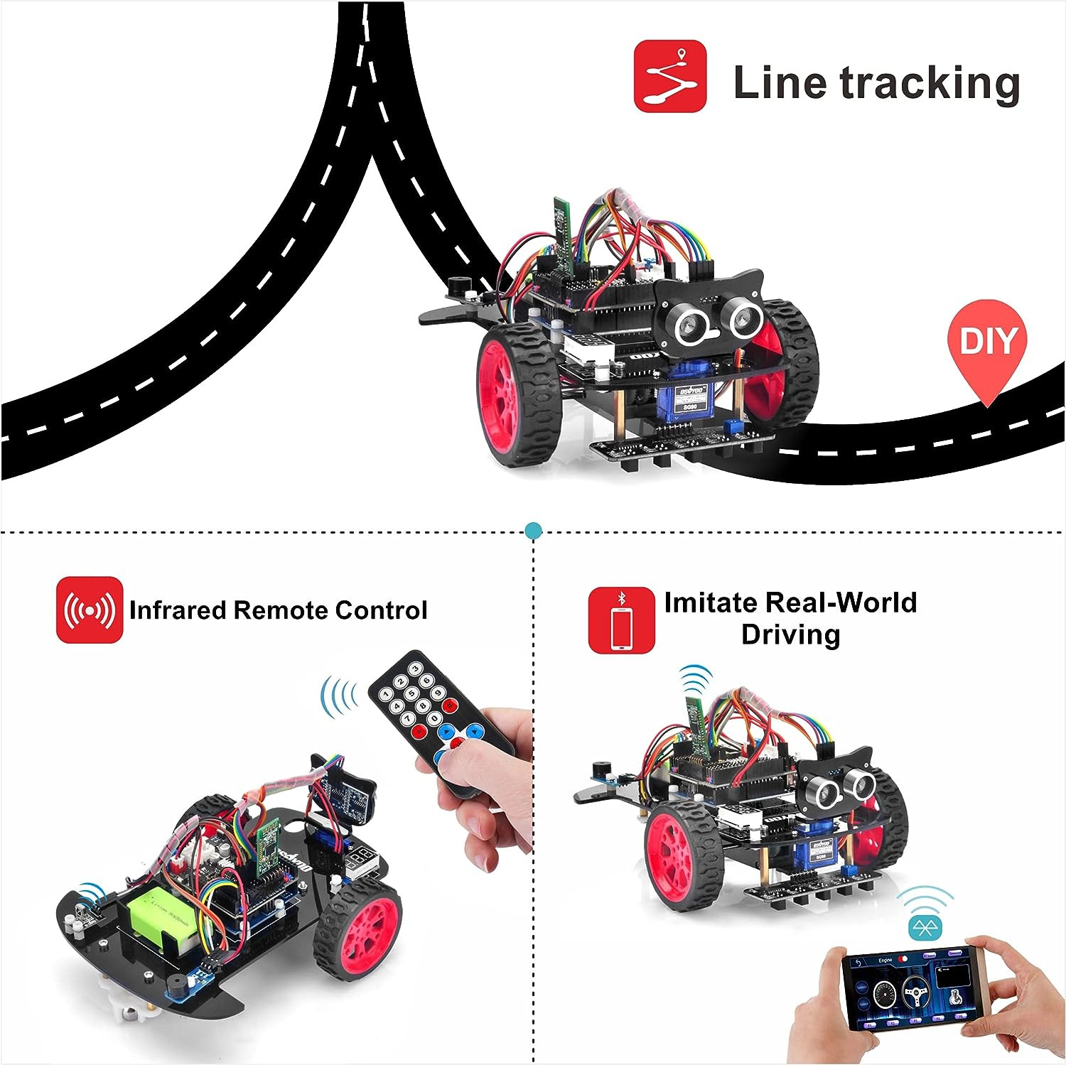 Kit de voiture robot intelligent OSOYOO pour Arduino pour adultes et enfants – Image 5