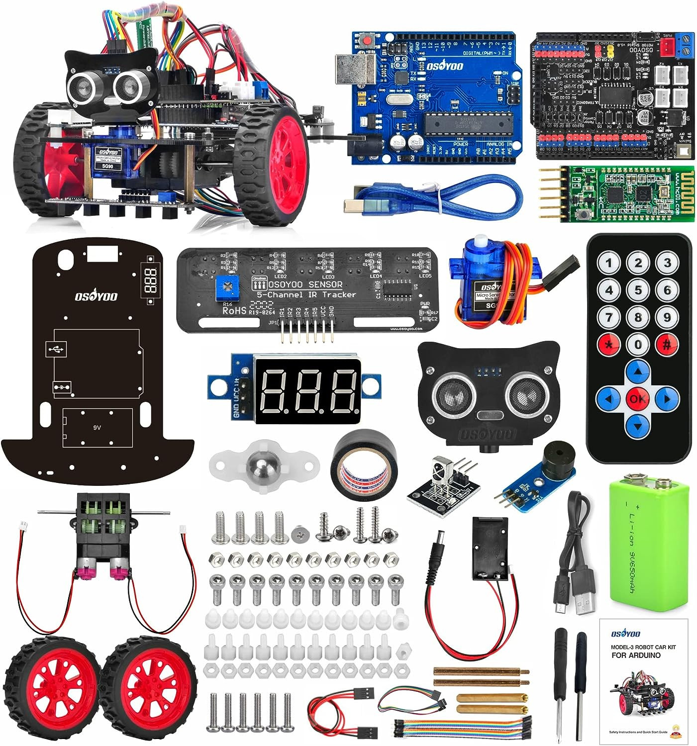 Kit de voiture robot intelligent OSOYOO pour Arduino pour adultes et enfants