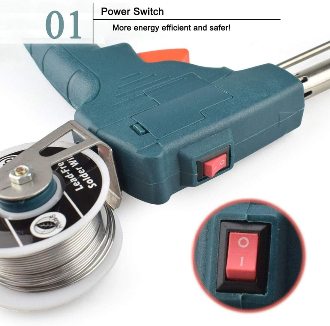 Pistolet à souder portatif à chauffage interne et fer à souder, ensemble 60 W, vert (norme UE) – Image 4