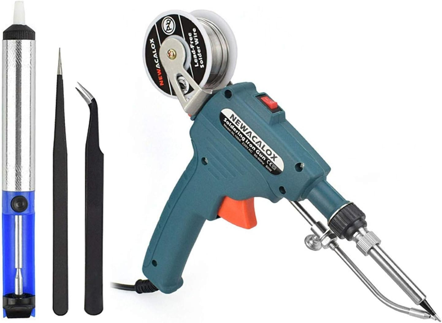 Pistolet à souder portatif à chauffage interne et fer à souder, ensemble 60 W, vert (norme UE)