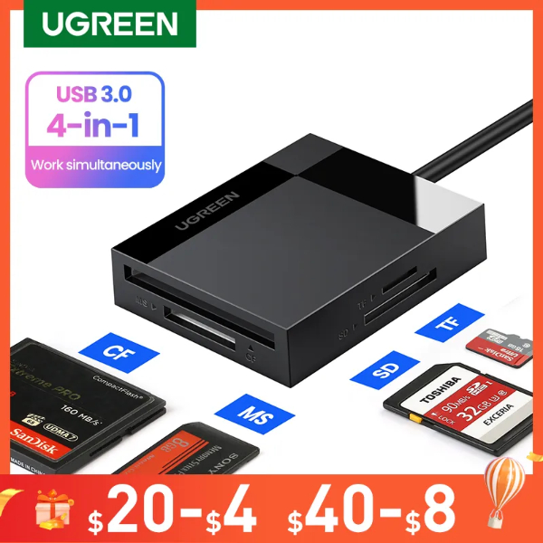 UGREEN LECTEUR CARTE 30231 USB 3.0 MULTIFUNCTION CARD READER 1M NOIR