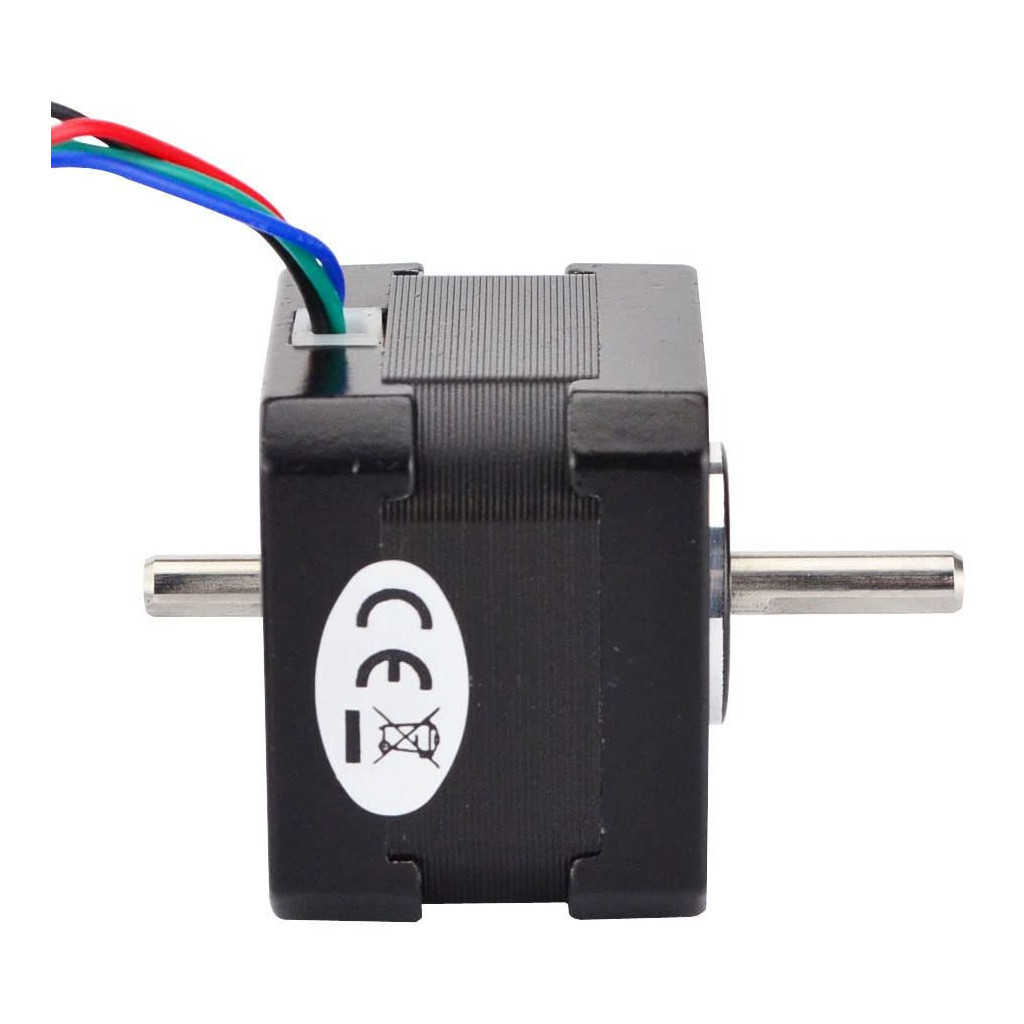 Moteur pas à pas Nema 17 à double arbre 1.8deg 26ncm/37oz.in 12v 0.4a 42x42x34mm 4 fils – Image 2